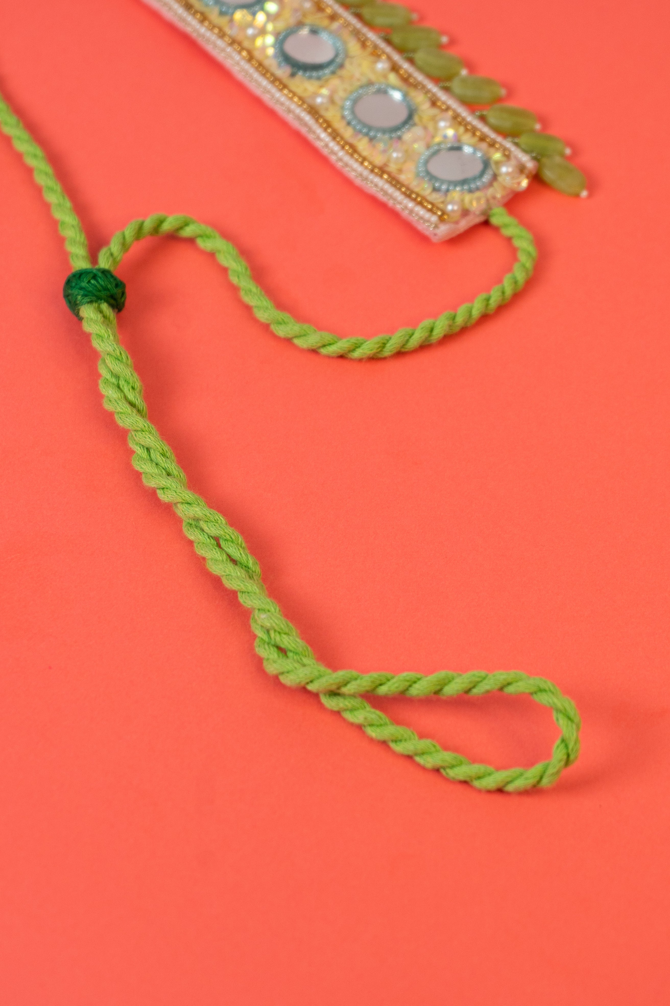 Mirror beaded choker with pearl hanging.